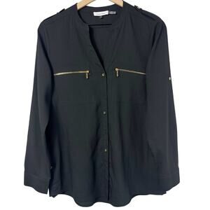 CALVIN KLEIN BLACK GOLD WOMEN LONG SLEEVE POLYESTER BLOUSE SIZE MEDIUM